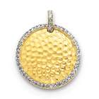 Hammered Open Circle Pendant in Brushed Gold Over Sterling Silver