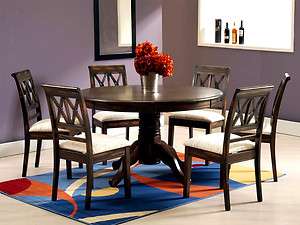   Walnut Brown 7 Pc Round Kitchen Dining Table Chairs Set Furniture
