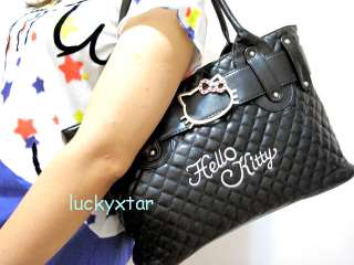 Hello Kitty black leather like tote bag handbag purse  
