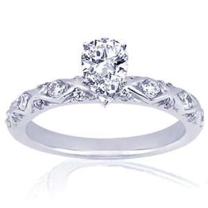  1 Ct Pear Shaped Diamond Cris Cross Engagement Ring Bezel 