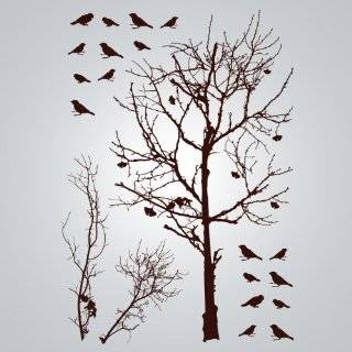  6ft Tree Brown & Green with Bird Wall Decal Deco Art 