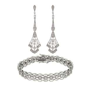   CZ Filigree Design Earrings and Bracelet Set Eves Addiction Jewelry