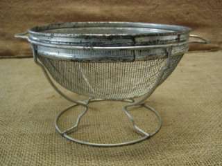 Vintage Metal Wire Strainer Basket  Antique Old Bucket  