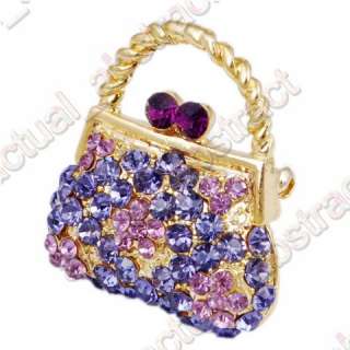 Free purple bag chic Brooch pin W rhinestone alloy1x  