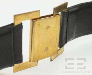  Black Leather & Gold Square Monogram Belt Season 29, Size 35/84  