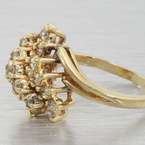   14K Yellow Gold Diamond Vintage Cocktail Bypass Style Ring  