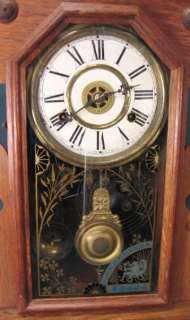 New Haven Niantic Acorn Dancing Frogs Oak Mantel Clock  