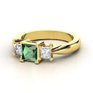  Ariel Ring, Princess Emerald 14K Yellow Gold Ring with 