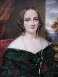Fine ANTIQUE 1842 Painted Portrait Miniature of Lady ~ Cornelius 