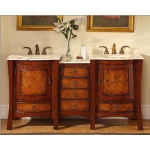  Silkroad 67 Double Sink Cabinet Crema Marfil Top: Home 