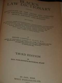 Blacks Law Dictionary Third Edition 1933  