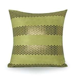    20 X 20 Green & Gold Suede Throw Pillow Cover