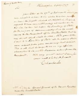 CHARLES LEE, 1797 Autograph Letter Signed  