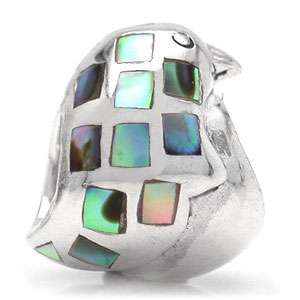 Paua Abalone or Mother of Pearl 925 Sterling Silver Penguin European 