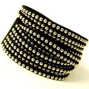   Wrap Bracelet with Gold Studs Adjustable Button Snap Closure Jewelry