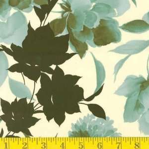  48 Wide Stretch Poplin Print Aqua Floral Fabric By The 