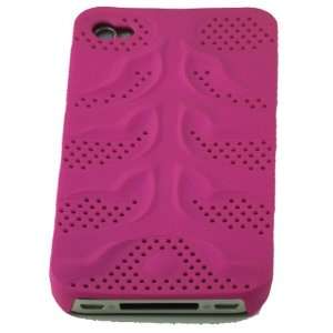iPhone Case 4S Rubber Cover Case Solid Hot Pink Ridges Texture for 