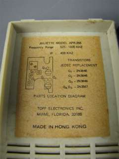 Vintage Juliette APR 256 Pocket Transistor Radio Works  