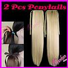   Blonde and light blonde Mix Long straight clip on Ponytail extension