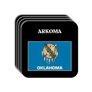 US State Flag   ARKOMA, Oklahoma (OK) Set of 4 Mini Mousepad Coasters