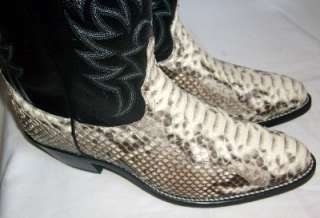 NEW AMERICAN WEST Natural PYTHON Snake Skin 9.5 EW Black Leather 
