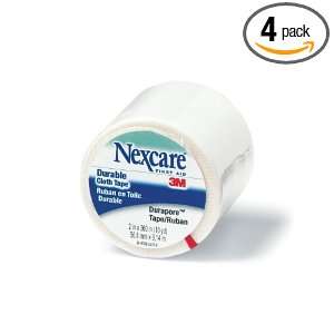 Nexcare Durable Cloth First Aid Tape, 2 Inch x 10 Yard Roll (Pack of 4 