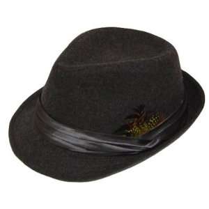   TRILBY HAT GREY RIBBON WOOL POLY FEATHER SMALL