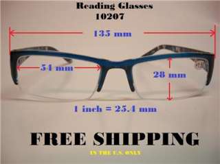 Designer Reading Glasses Optical Quality Half Rim FREE SHIPPING 10207 