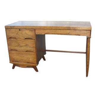 46 Vintage Ash Italian Style Single Pedestal Desk  