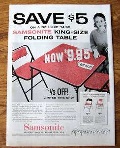 1959 Samsonite King Size Folding Table Ad  