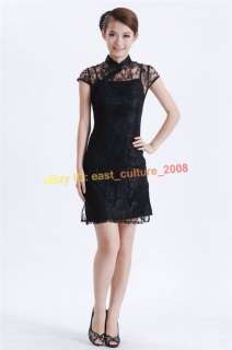 Chinese Mini Cheongsam Evening Dress Black Suite WMD 13  