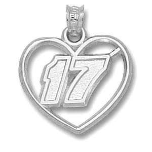 Matt Kenseth No. 17 3/4in Sterling Silver Heart Pendant