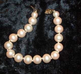 Elegant Heavy Vintage Marvella Pearl Bracelet Hand Tied  