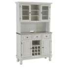 home styles furniture wood top buffet server and 2 door hutch in white