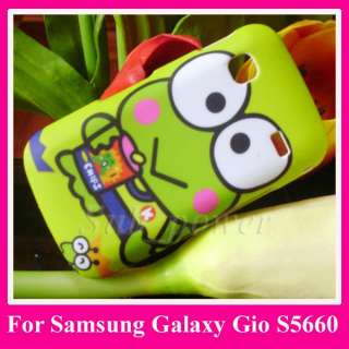 Samsung Galaxy Gio s5660 Rubble feel hard back Case cover Green Frog 