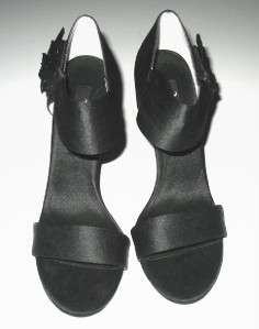 NWOT Black NINA Clova Satin Crystal Bow Heels Shoes 9.5  