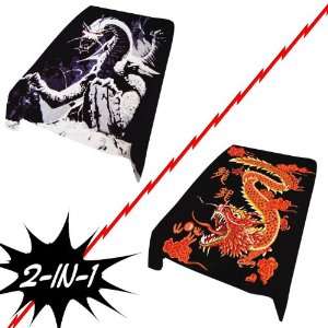   Acrylic Mink Two Ply 2 in 1 Chinese Dragon Blanket 