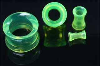 Green Double Flare Plugs Tube Ear Gauge Body Jewelry Tunnel Earlets 