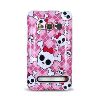 HTC Evo 4G Pink Skull Hard Cover Phone Case  
