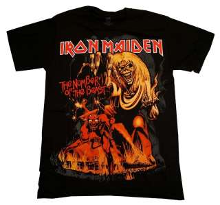 Iron Maiden Number Of The Beast Album Cover Rock Band T Shirt Tee 