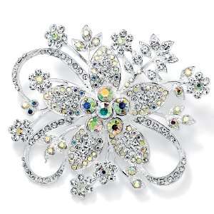 PalmBeach Jewelry Silvertone Crystal Bouquet Pin: Jewelry