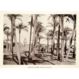  Print Middle East Egyptian Village Typical Palm Trees Building Egypt 
