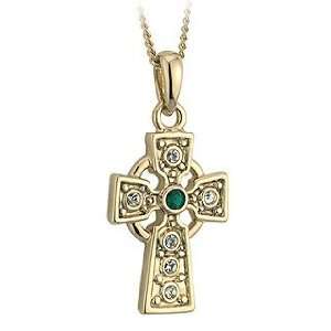   and Crystal Celtic Cross Pendant Necklace   Made in Ireland Jewelry