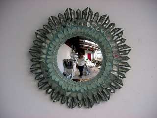Line Vautrin Style Sea Glass Convex Starburst Mirror 24  