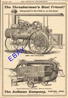 LARGE 1900 AULTMAN STEAM ENGINE & THRESHER AD CANTON OH  