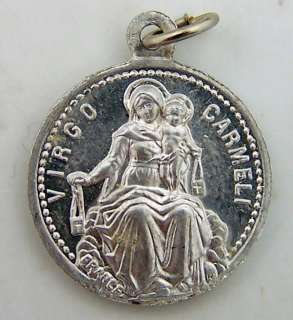 Antique Virgo Carmeli Silver P Sacred Heart Rare Medal  