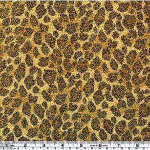  60 Wide Leopard Printed Glitter Spandex Gold Fabric By 