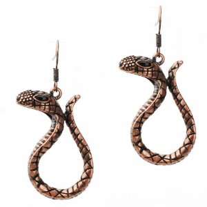 Cute Exotic Snake Design Earrings in Copper Tone