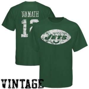 Mens New York Jets #12 Joe Namath Green Retired Legends Vintage Tshirt 