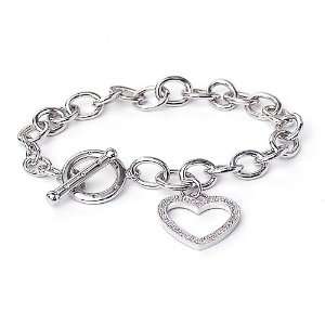  Silver Diamond Heart Tag Bracelet CoolStyles Jewelry